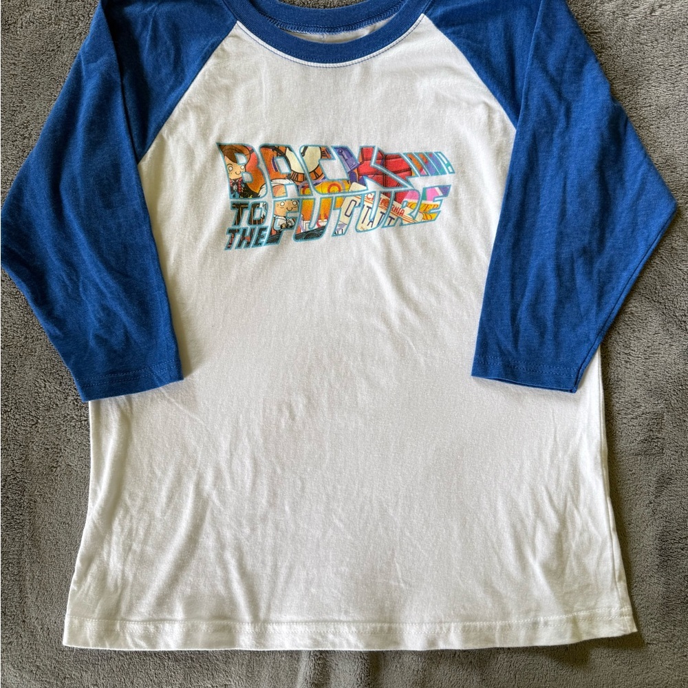Universal Studios Blue & White Raglan 'Back to the Future' Kids Tee